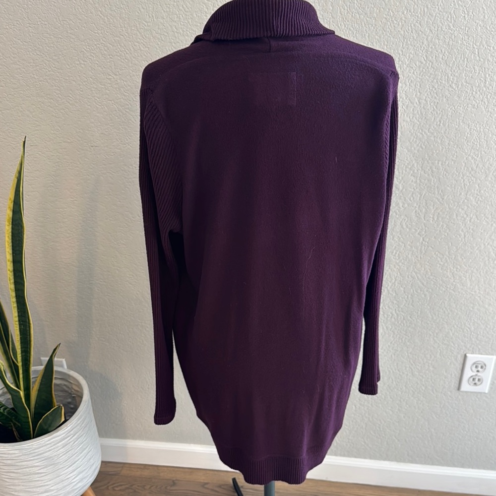 Anthropologie Purple Open Front Cardigan with Long Sleeves and Shawl Collar - Picture 2 of 4